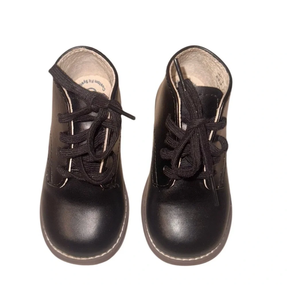 AS NEW💕 FOOTMATES BLACK leather walking shoes boots baby boys size 5.5 wide
